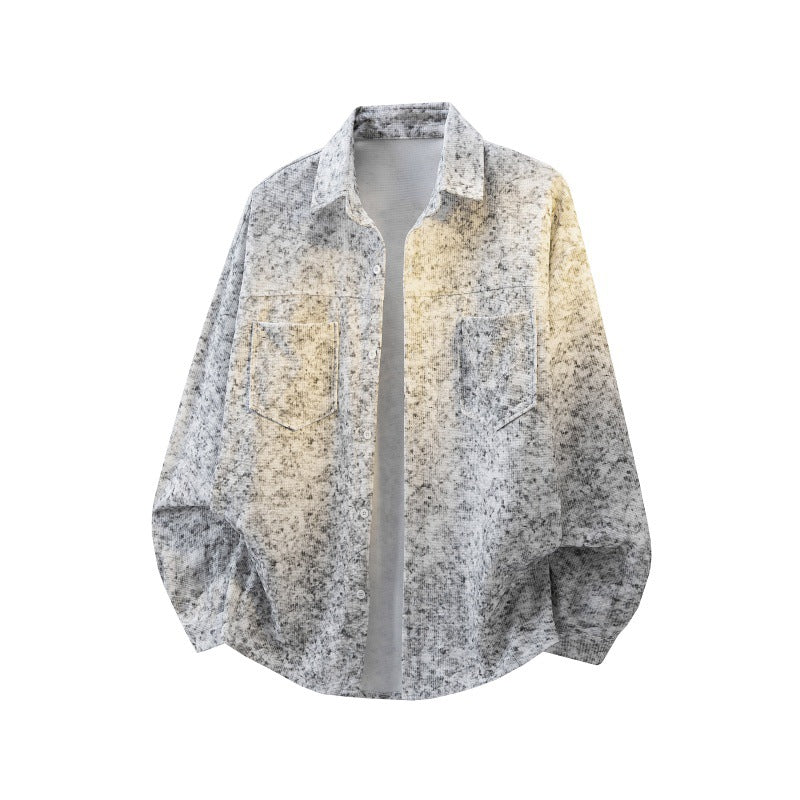 Mens Loose-fitting Plus-size Long-sleeve Shirt Jacket