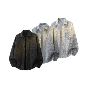 Mens Loose-fitting Plus-size Long-sleeve Shirt Jacket