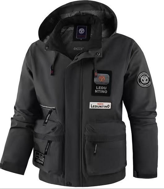 Mens Flight Suit Jacket Workwear Hooded Jacket