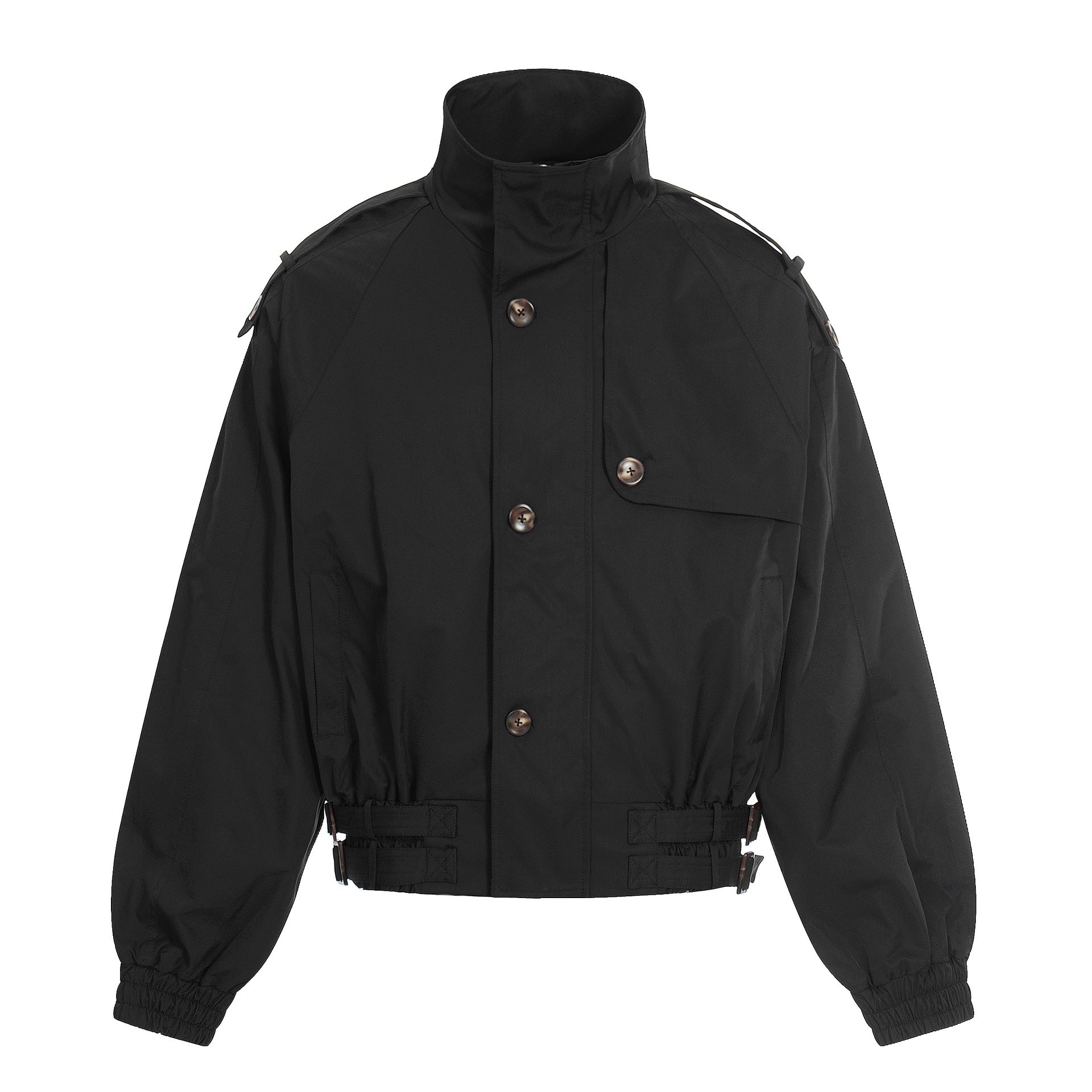 Mens Retro Solid-Color Stand-Up Collar Short Casual Jacket