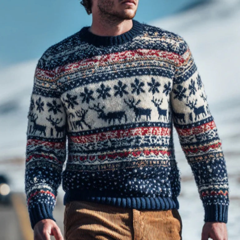 Rough-knit Crewneck Hoodie With Digital Print