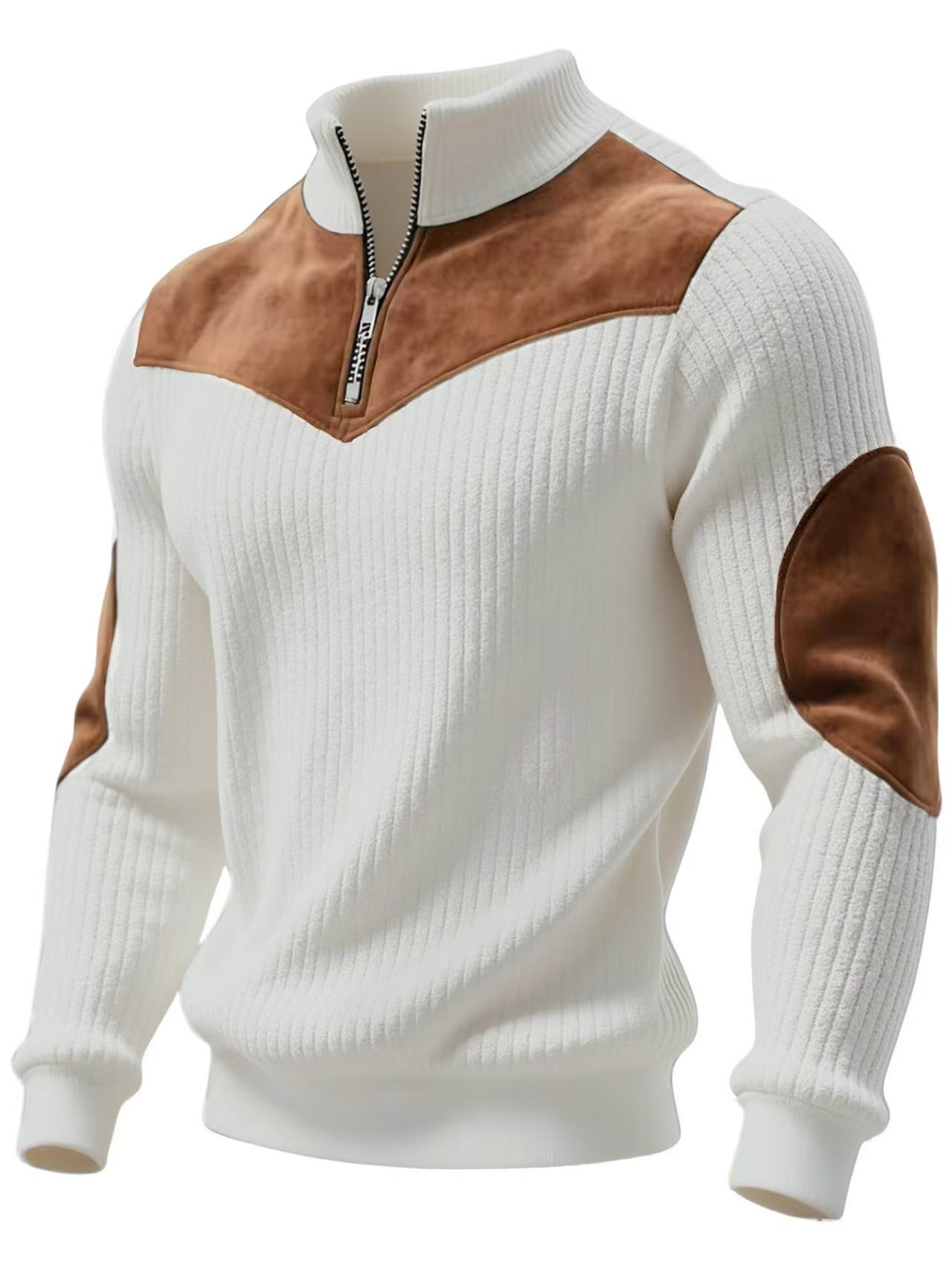 Mens Color-Block High-Neck Zip-Up Sweatshirt